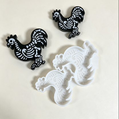 Skull Rooster Figurine Resin Mold