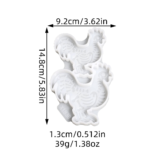 Skull Rooster Figurine Resin Mold