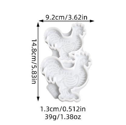 Skull Rooster Figurine Resin Mold