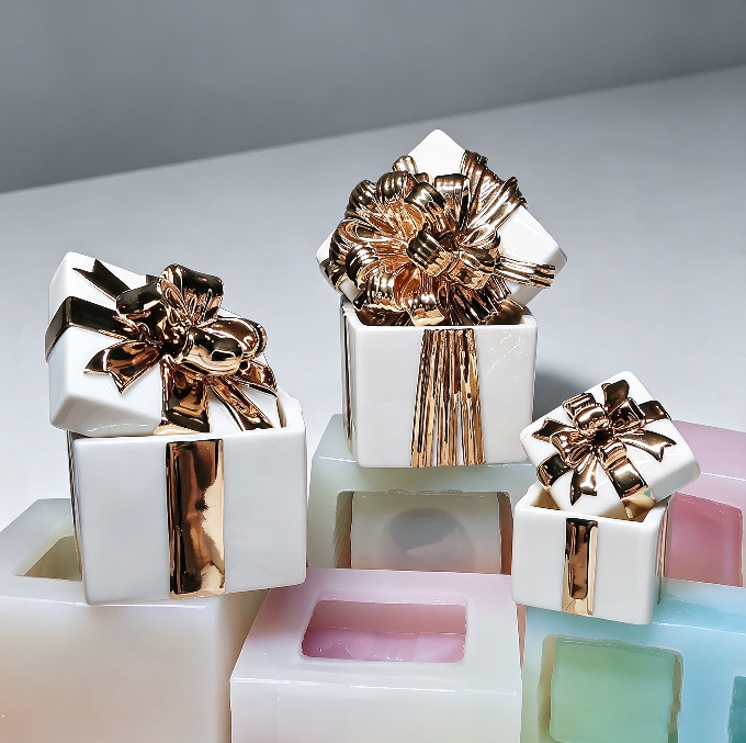 Handmade 3D Ribbon Gift Box Storage Container Resin Mold