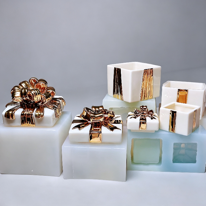 Handmade 3D Ribbon Gift Box Storage Container Resin Mold