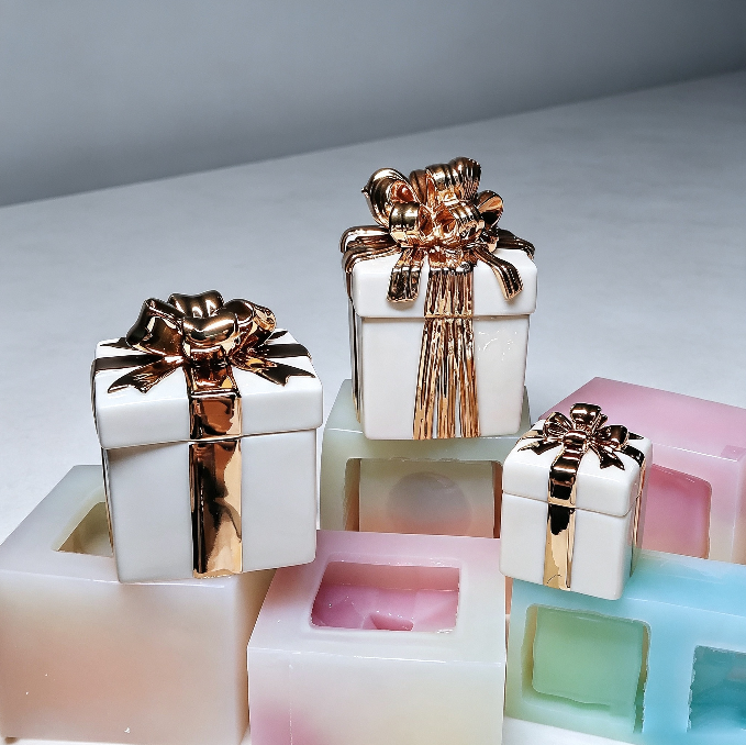 Handmade 3D Ribbon Gift Box Storage Container Resin Mold
