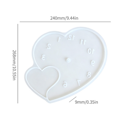 Double-Warped Heart Clock Resin Mold