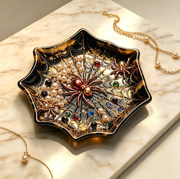 [VIP EXCLUSIVE] Handmade Spider Web Storage Tray Decorative Figurine Resin Mold