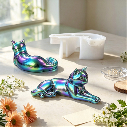 Cute Lazy Cat Figurine Resin Mold