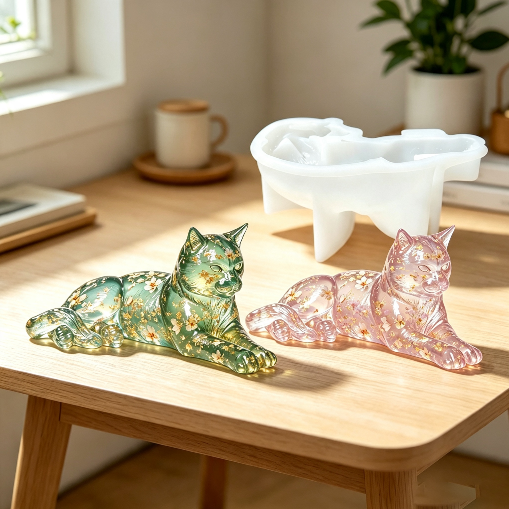 Cute Lazy Cat Figurine Resin Mold