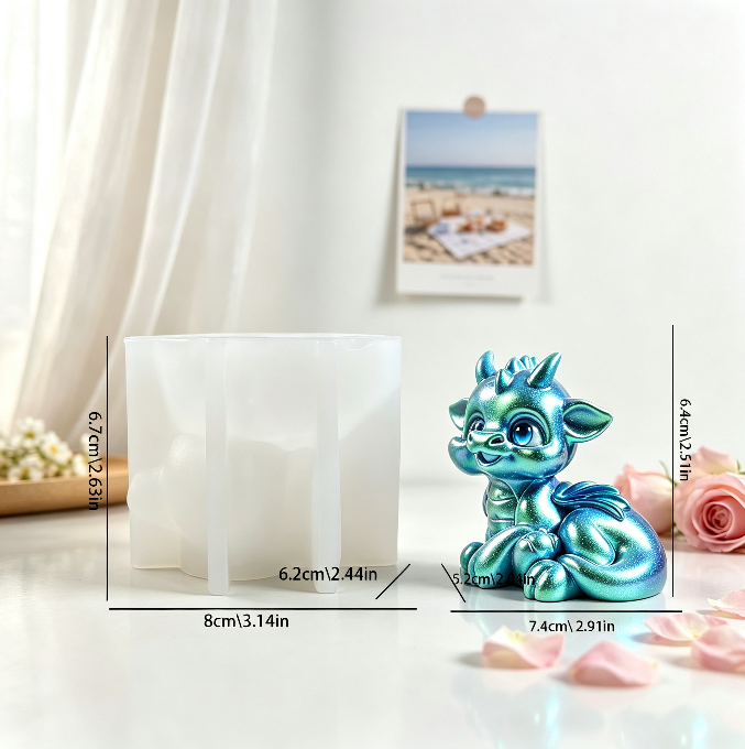 Cute Resting Dragon Figurine Resin Mold