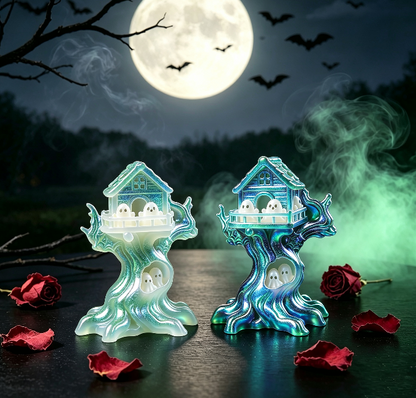 Cute Ghost Treehouse Halloween Figurine Resin Mold