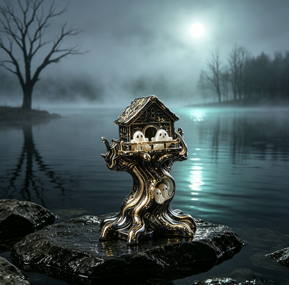 Cute Ghost Treehouse Halloween Figurine Resin Mold