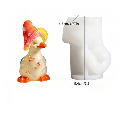 Cute Mushroom Hat Duck Figurine Resin Mold