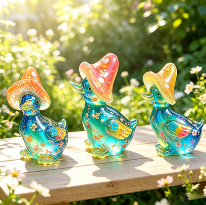 Cute Mushroom Hat Duck Figurine Resin Mold