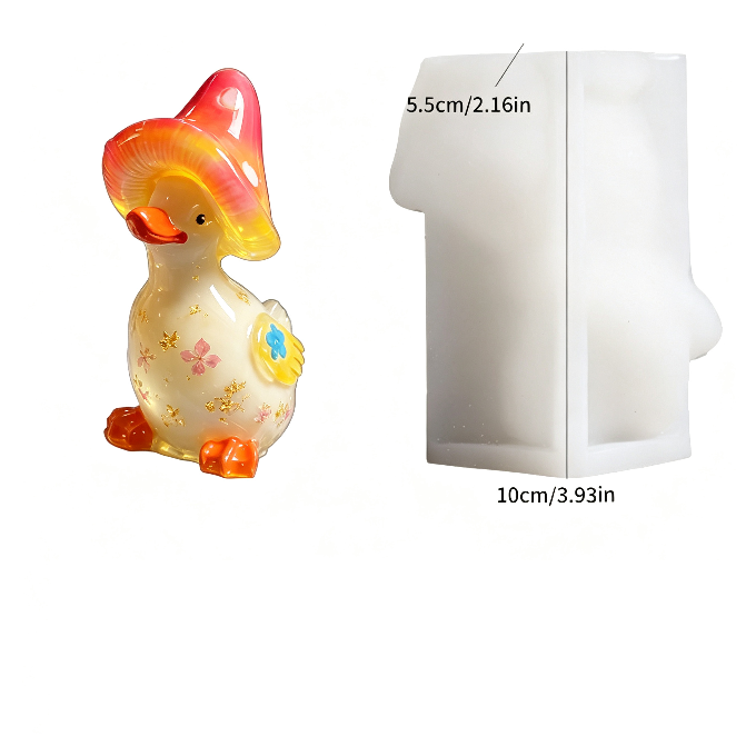 Cute Mushroom Hat Duck Figurine Resin Mold