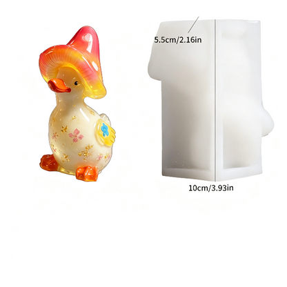 Cute Mushroom Hat Duck Figurine Resin Mold