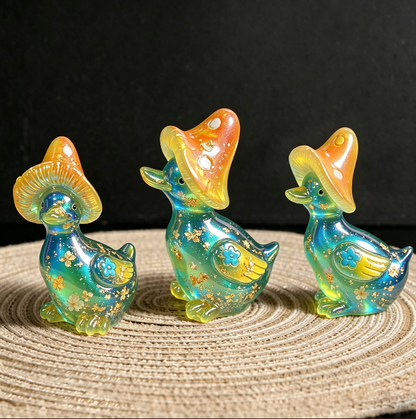 Cute Mushroom Hat Duck Figurine Resin Mold