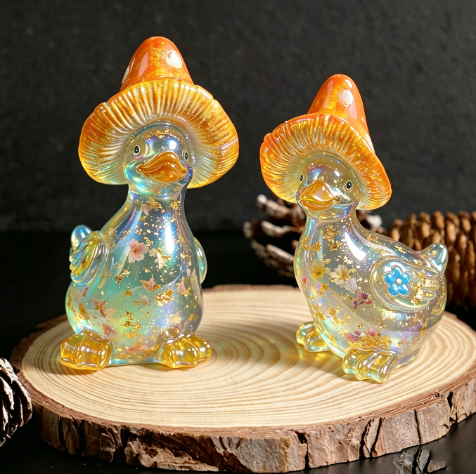 Cute Mushroom Hat Duck Figurine Resin Mold