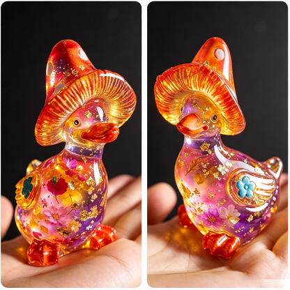 Cute Mushroom Hat Duck Figurine Resin Mold