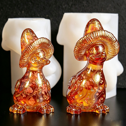 Cute Mushroom Hat Duck Figurine Resin Mold