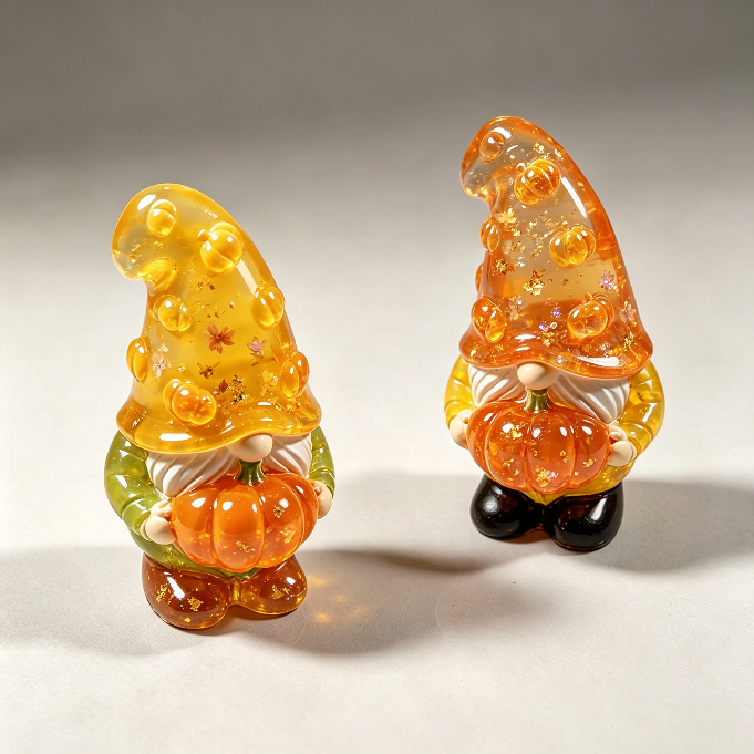 Cute Gnome Holding Pumpkin Halloween Figurine Resin Mold