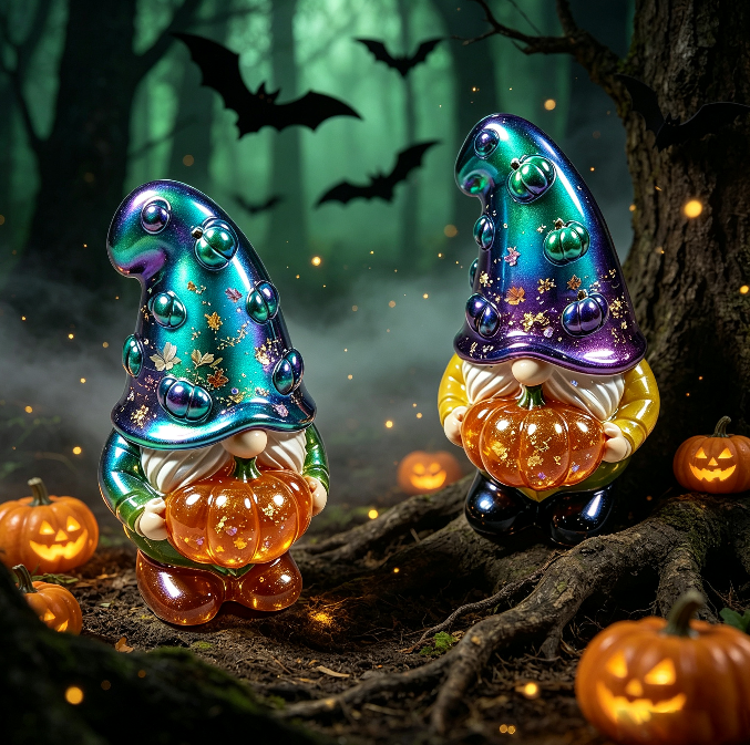 Cute Gnome Holding Pumpkin Halloween Figurine Resin Mold