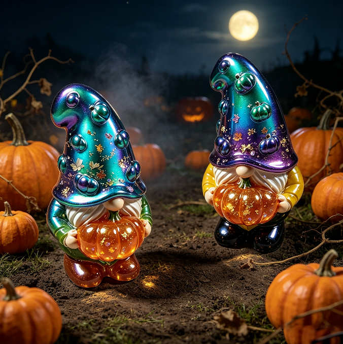 Cute Gnome Holding Pumpkin Halloween Figurine Resin Mold