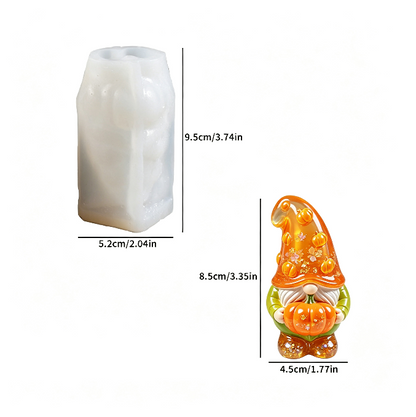 Cute Gnome Holding Pumpkin Halloween Figurine Resin Mold