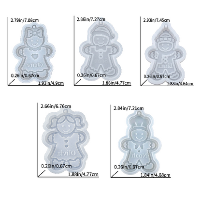 5-Piece Gingerbread Man Christmas Ornament Resin Mold Set