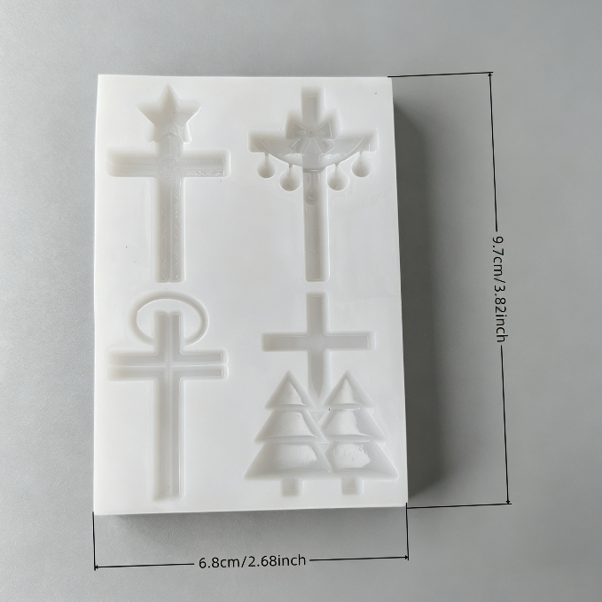 4-in-1 Half-Relief Christmas Cross Ornament Resin Mold Set