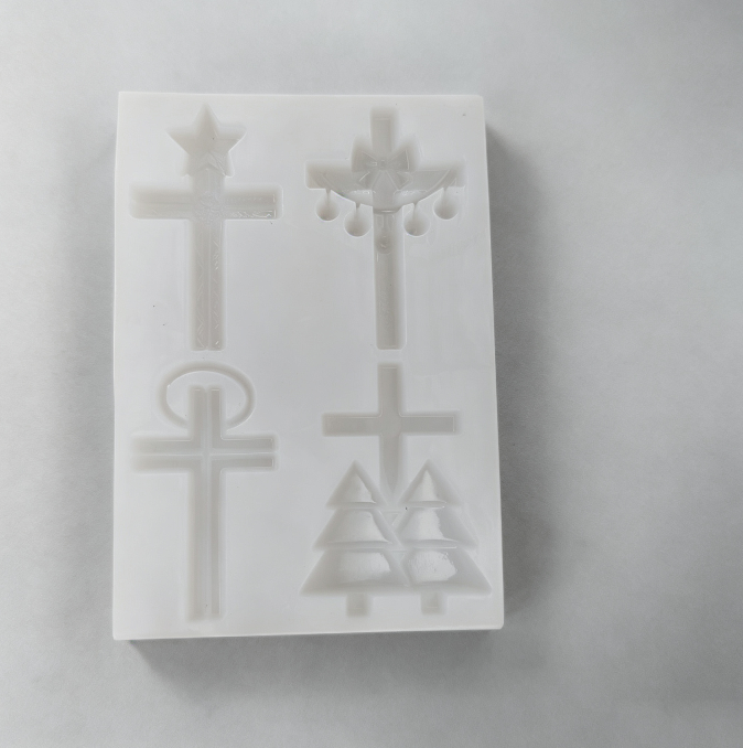 4-in-1 Half-Relief Christmas Cross Ornament Resin Mold Set