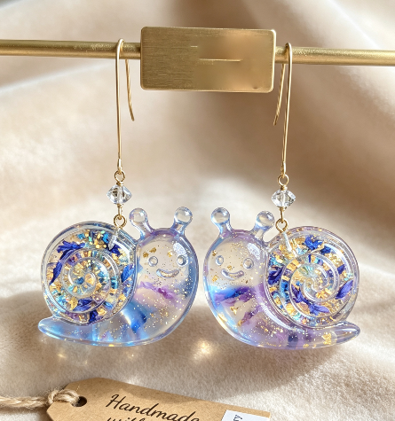 Handmade Glossy Cute Snail Earrings Resin Mold