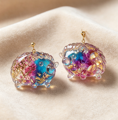 [VIP EXCLUSIVE] Handmade Glossy Cute Hedgehog Earrings Resin Mold