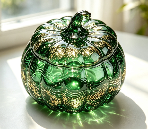 [VIP EXCLUSIVE] Handmade Water Ripple Large-Capacity Pumpkin Storage Jar with Diamond-Cut Handle Resin Mold