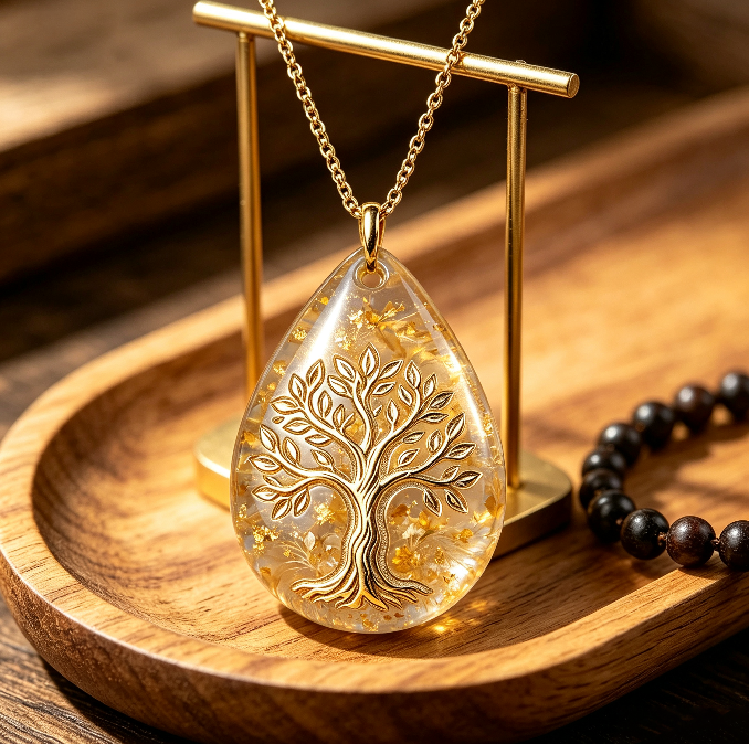 [VIP EXCLUSIVE] Handmade Water Drop Tree of Life Pendant with Hole Resin Mold
