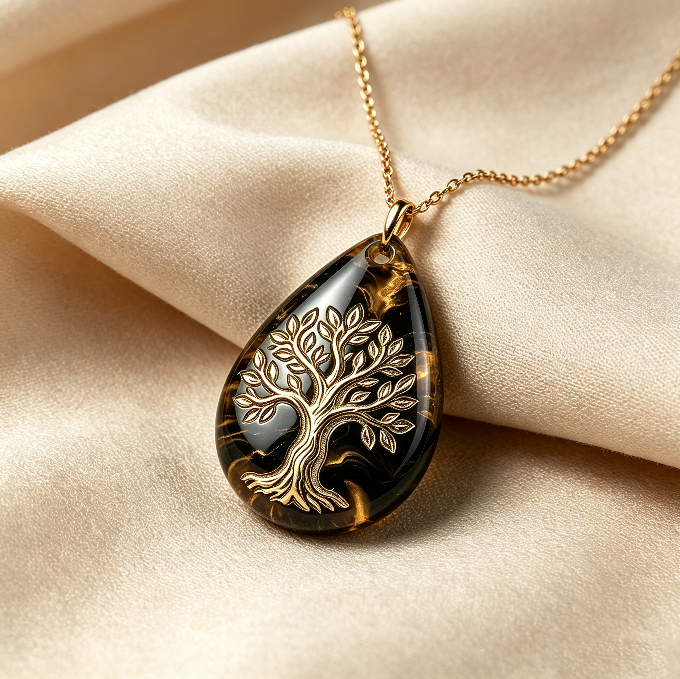 [VIP EXCLUSIVE] Handmade Water Drop Tree of Life Pendant with Hole Resin Mold