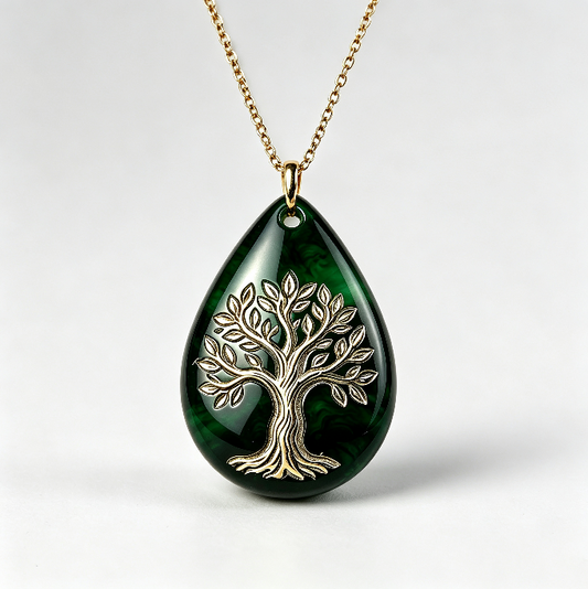 Handmade Water Drop Tree of Life Pendant with Hole Resin Mold