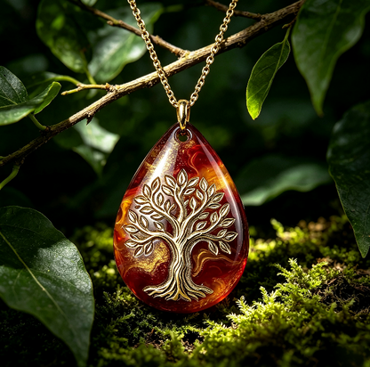 [VIP EXCLUSIVE] Handmade Water Drop Tree of Life Pendant with Hole Resin Mold