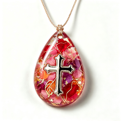 [VIP EXCLUSIVE] Handmade Water Drop Cross Pendant with Hole Resin Mold