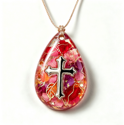 [VIP EXCLUSIVE] Handmade Water Drop Cross Pendant with Hole Resin Mold