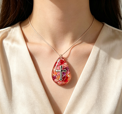 [VIP EXCLUSIVE] Handmade Water Drop Cross Pendant with Hole Resin Mold