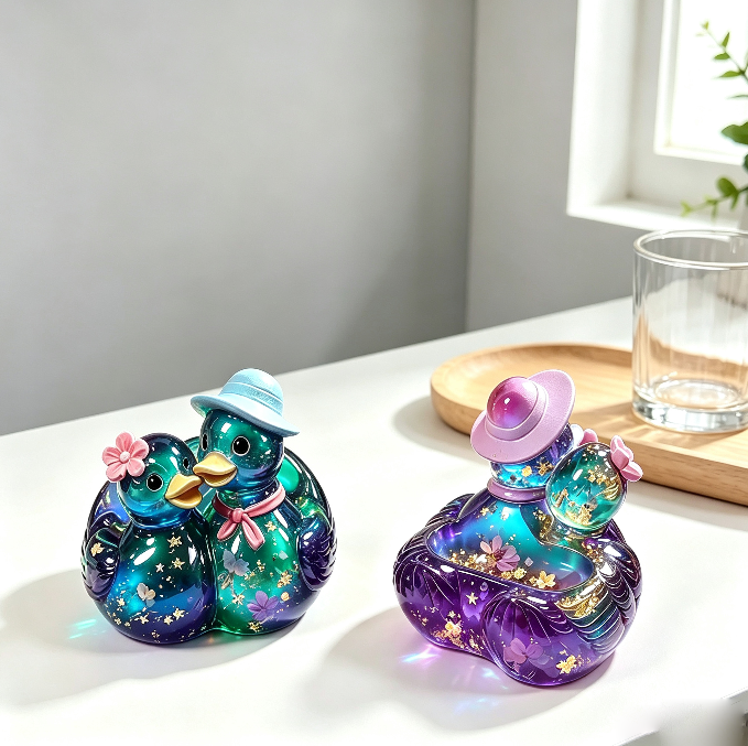 Cute Couple Ducks Storage Figurine Resin Mold
