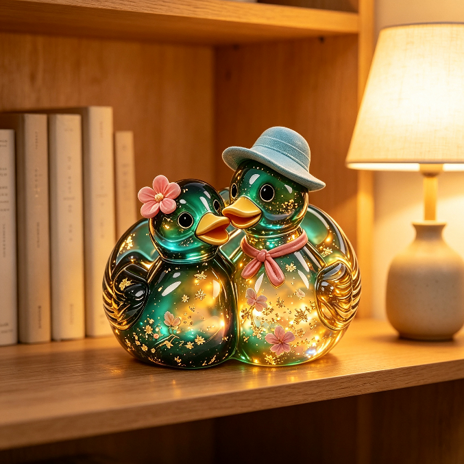 Cute Couple Ducks Storage Figurine Resin Mold