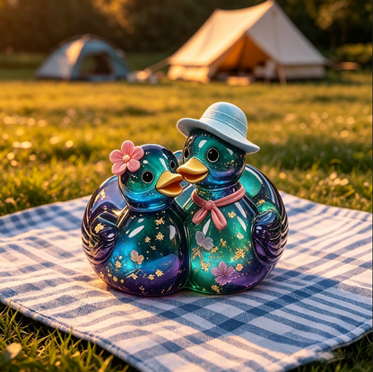 Cute Couple Ducks Storage Figurine Resin Mold