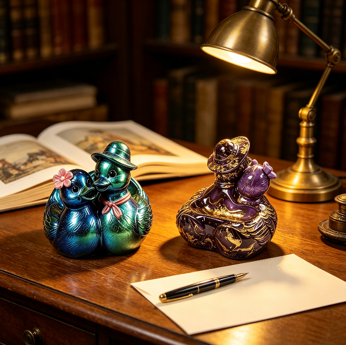 Cute Couple Ducks Storage Figurine Resin Mold