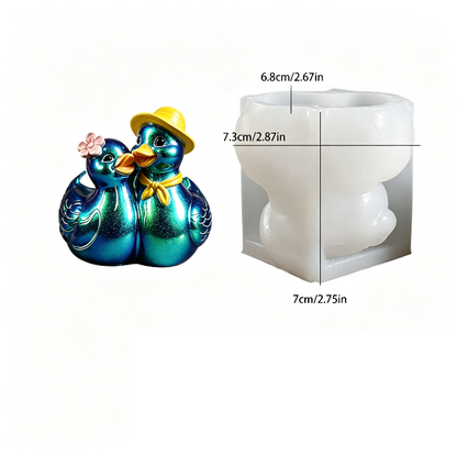 Cute Couple Ducks Storage Figurine Resin Mold