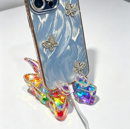 Handmade Water Ripple Double-Layer Butterfly Charging Phone Stand Resin Mold