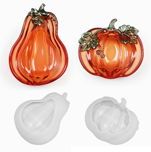Long & Short Pumpkin-Shaped Storage Tray Resin Mold Set