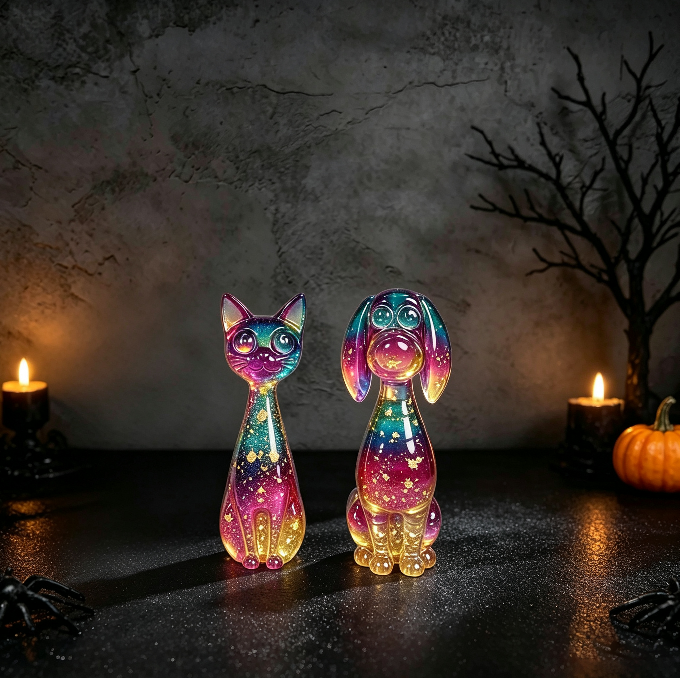 Half-Relief Cat & Dog Figurine Resin Mold