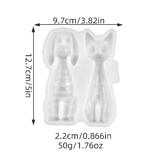 Half-Relief Cat & Dog Figurine Resin Mold