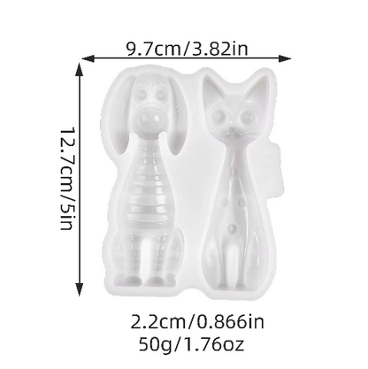 Half-Relief Cat & Dog Figurine Resin Mold
