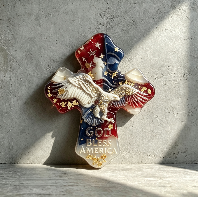 God Bless America Eagle Cross Resin Mold