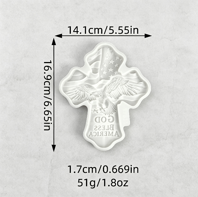 God Bless America Eagle Cross Resin Mold